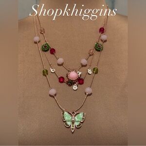 NWT 🦋 Betsey Johnson Layered Butterfly Necklace with charms